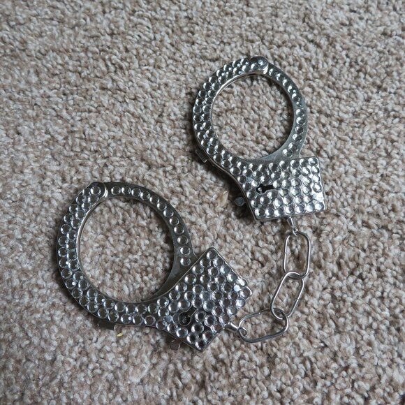 Silver Glitter Handcuffs Costume/Halloween - Picture 1 of 3